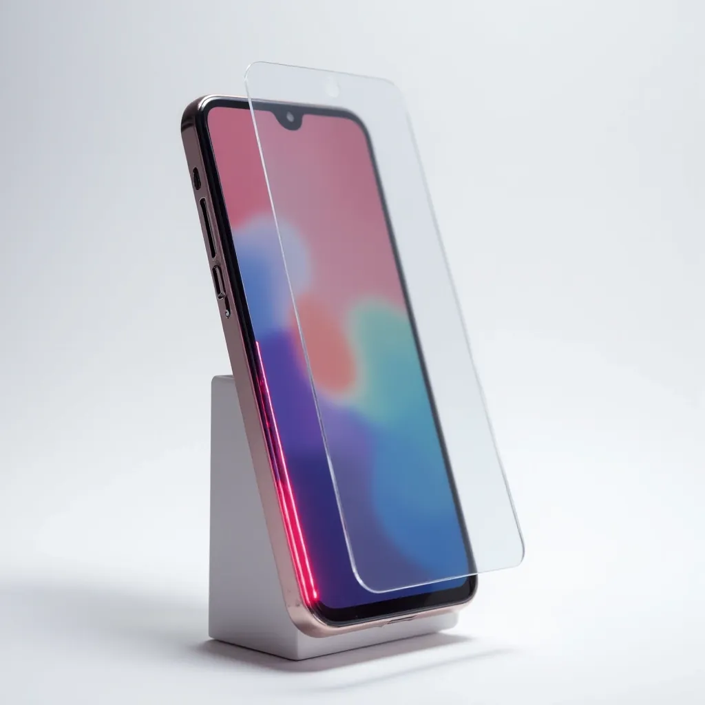 Phone screen displaying vibrant colors with anti-glare coating reducing reflections, minimal light scatter visible, screen clarity maintained